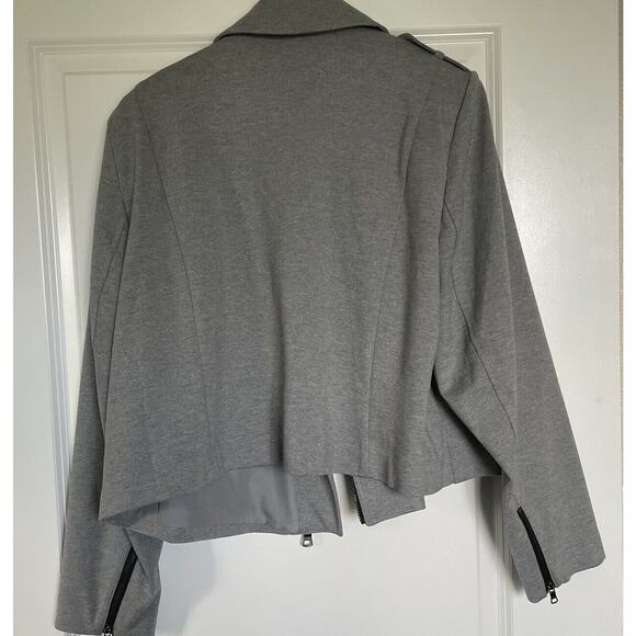 Moto Jacket Sz 22 Lane Bryant Gray Rayon Biker Style Motorcycle Rockabilly Punk - Picture 8 of 11